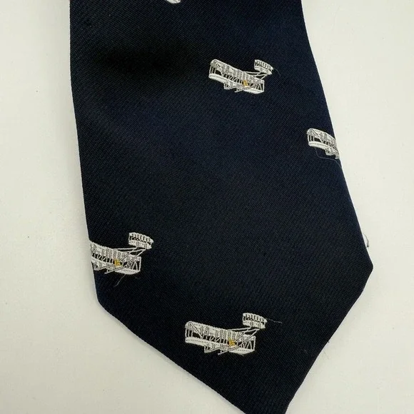 Vintage Flying Scotsman Collection Aviation Tie Classic Navy Wright Brothers - Picture 2 of 6